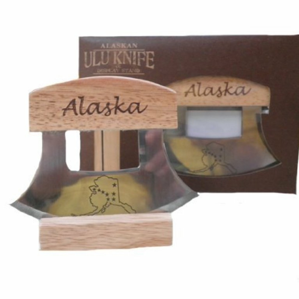 Alaskan Ulu knife with stand